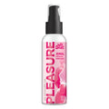 Pink and white labeled wet stuff pleasure anal silicone lubricant spray bottle with pump top 110g in front view