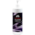 White pump bottle of Wet Stuff premium silicone lubricant with black and purple label for bodyglide use 990g