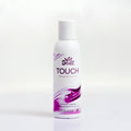 White plastic bottle of wet stuff touch silicone-based lubricant with purple and white swirling label 125g