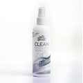 White plastic spray bottle of wet stuff toy cleaner and sanitiser 235g with silver and black graphic design