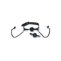 Black leather collar with blue accents featuring two black ball gag attachments connected by chains from Whipsmart