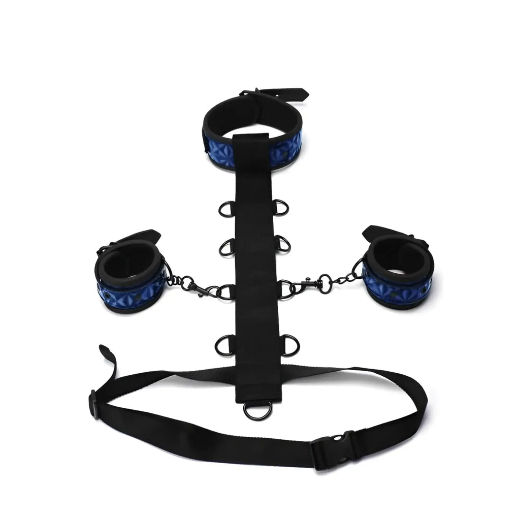 Whipsmart whip smart diamond body restraint 3 pc set blue featuring black and blue patterned bondage set