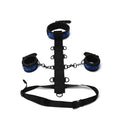 Whipsmart whip smart diamond body restraint 3 pc set blue featuring black and blue patterned bondage set with adjustable straps and metal clasps