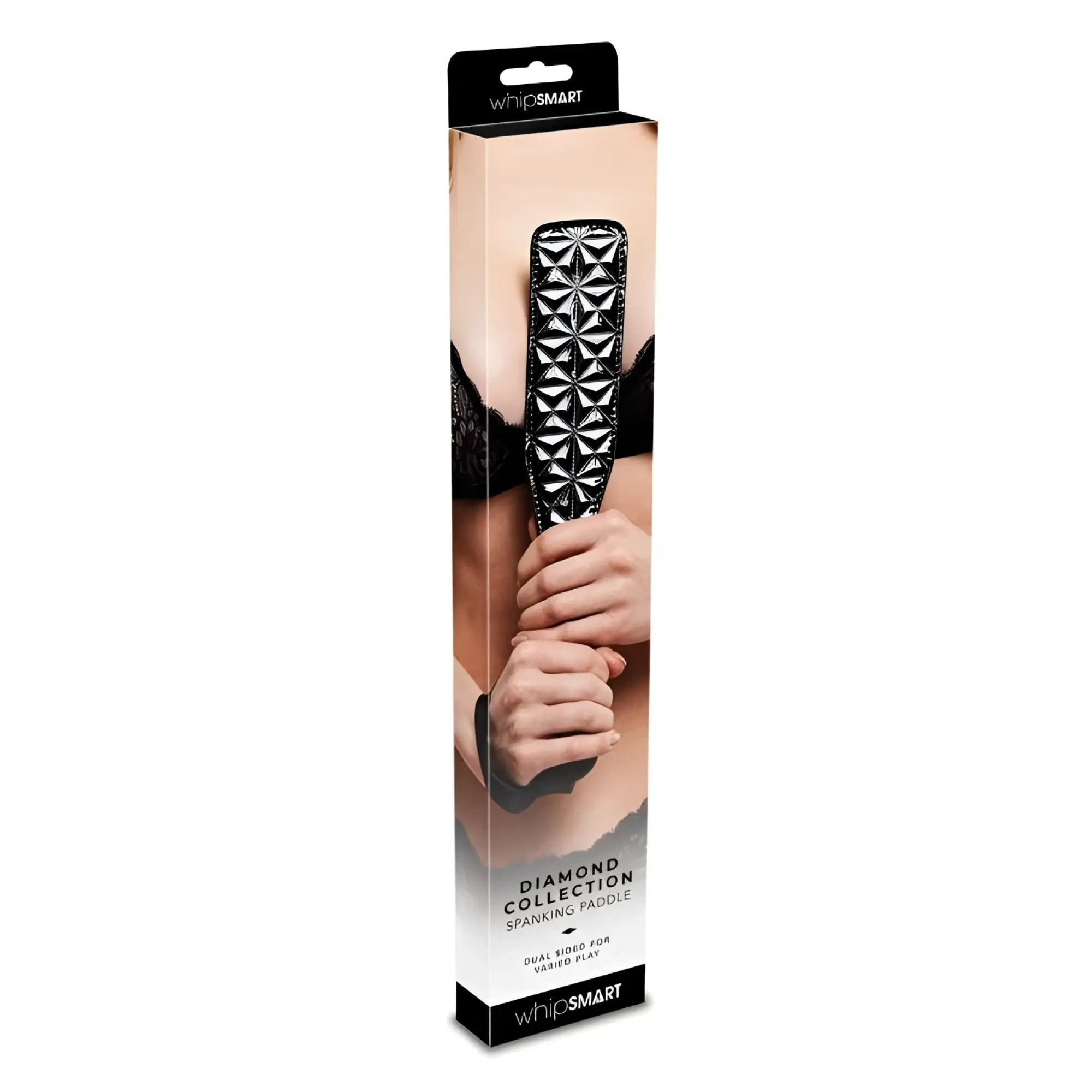 Whipsmart whip smart diamond paddle black black and silver diamond-patterned spanking paddle in branded packaging