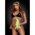 Neon green glow in the dark flogger with black handle from the whipsmart glow in the dark deluxe 3 pc play set