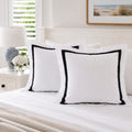 Ava Collection White European Pillowcase Set - Black Trim