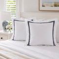 Ava Collection White European Pillowcase Set - Charcoal Trim