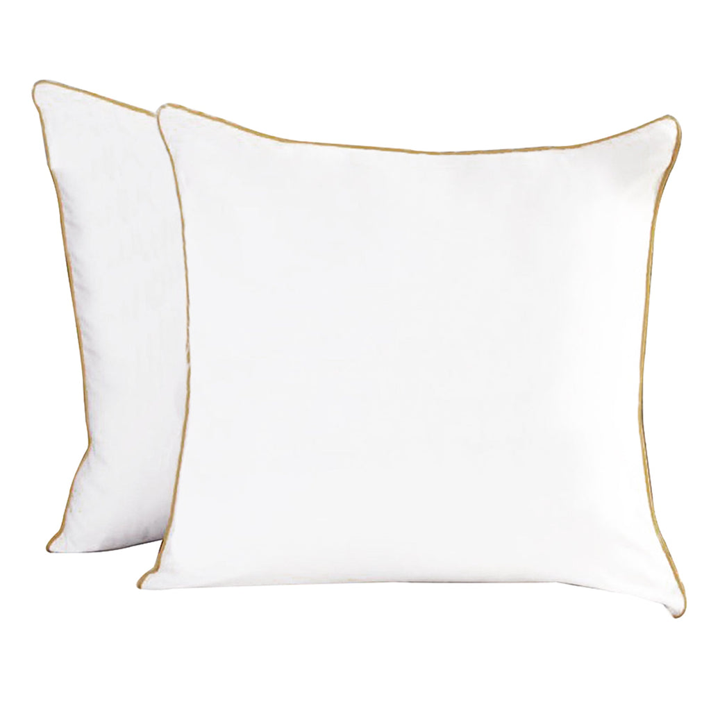 Plaza Collection White European Pillowcase Set - Gold Piping