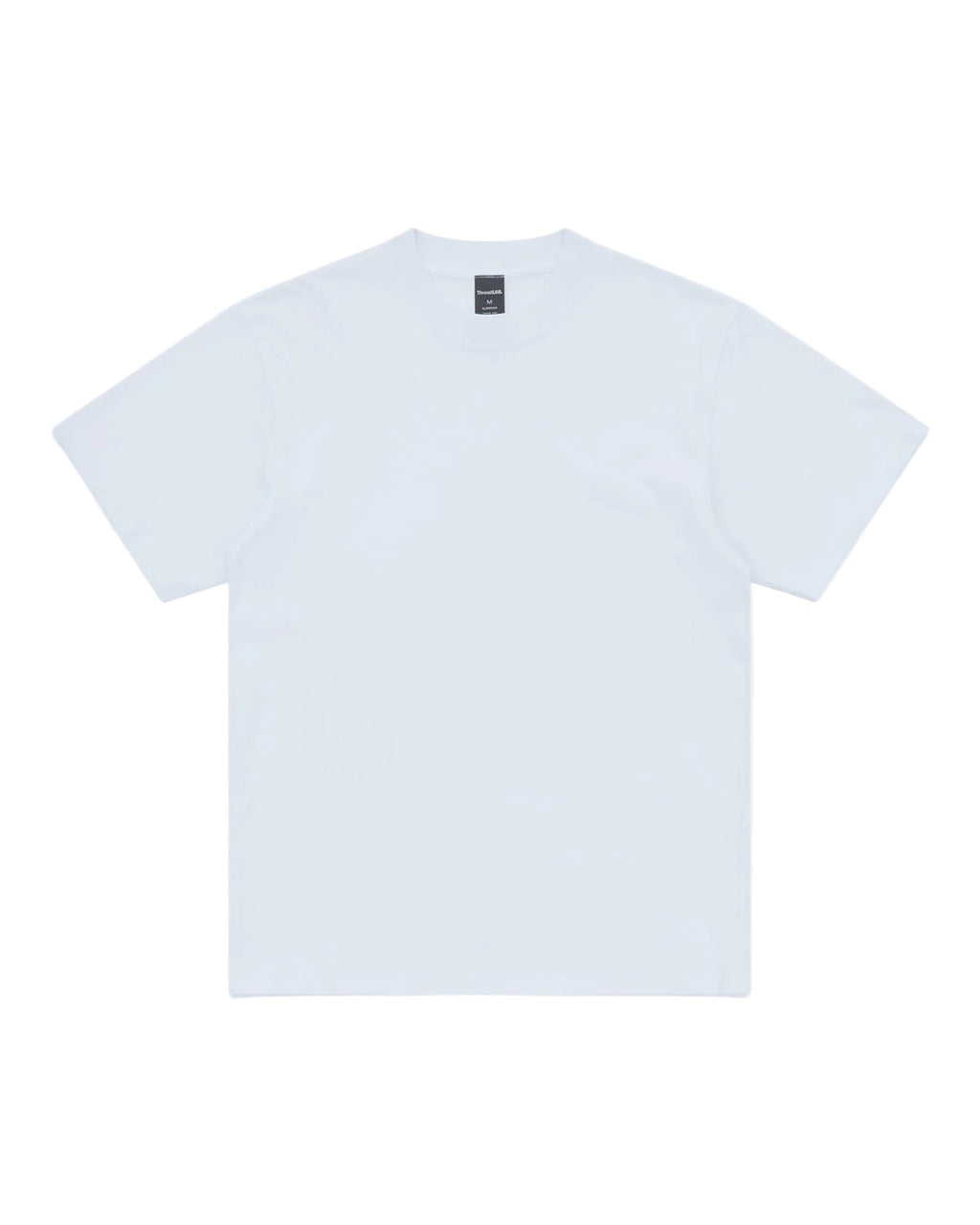 A classic white short-sleeve crewneck tee with a visible interior brand tag, shown on a white background.