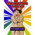 Woodrocket the gay porn colouring book features a vibrant rainbow sunburst and two muscular men kissing illustration