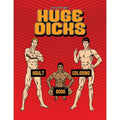 Woodrocket huge dicks colouring book adult coloring book with three muscular men illustrations on a red background