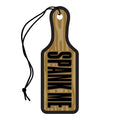 Wood rocket spank me paddle air freshener made of wood with black lettering and a black string loop for hanging