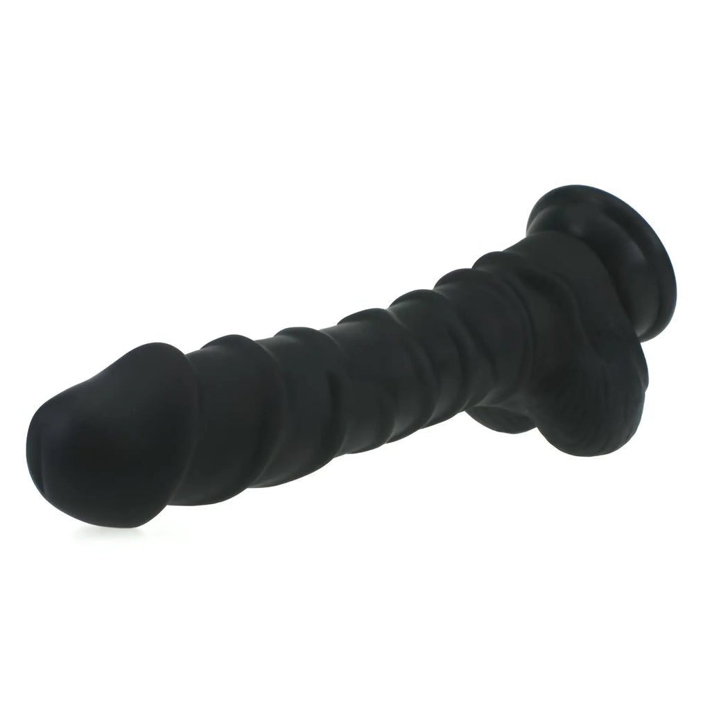 Black silicone anal plug with ridged shaft and rounded ends from x-men realistic dildo ridged shaft with balls black