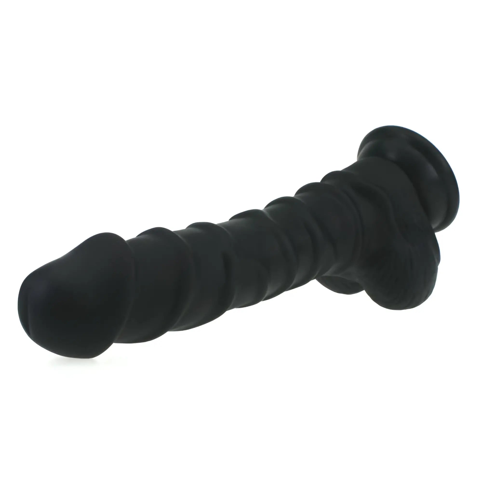 Black silicone anal plug with ridged shaft and rounded ends from x-men realistic dildo ridged shaft with balls black