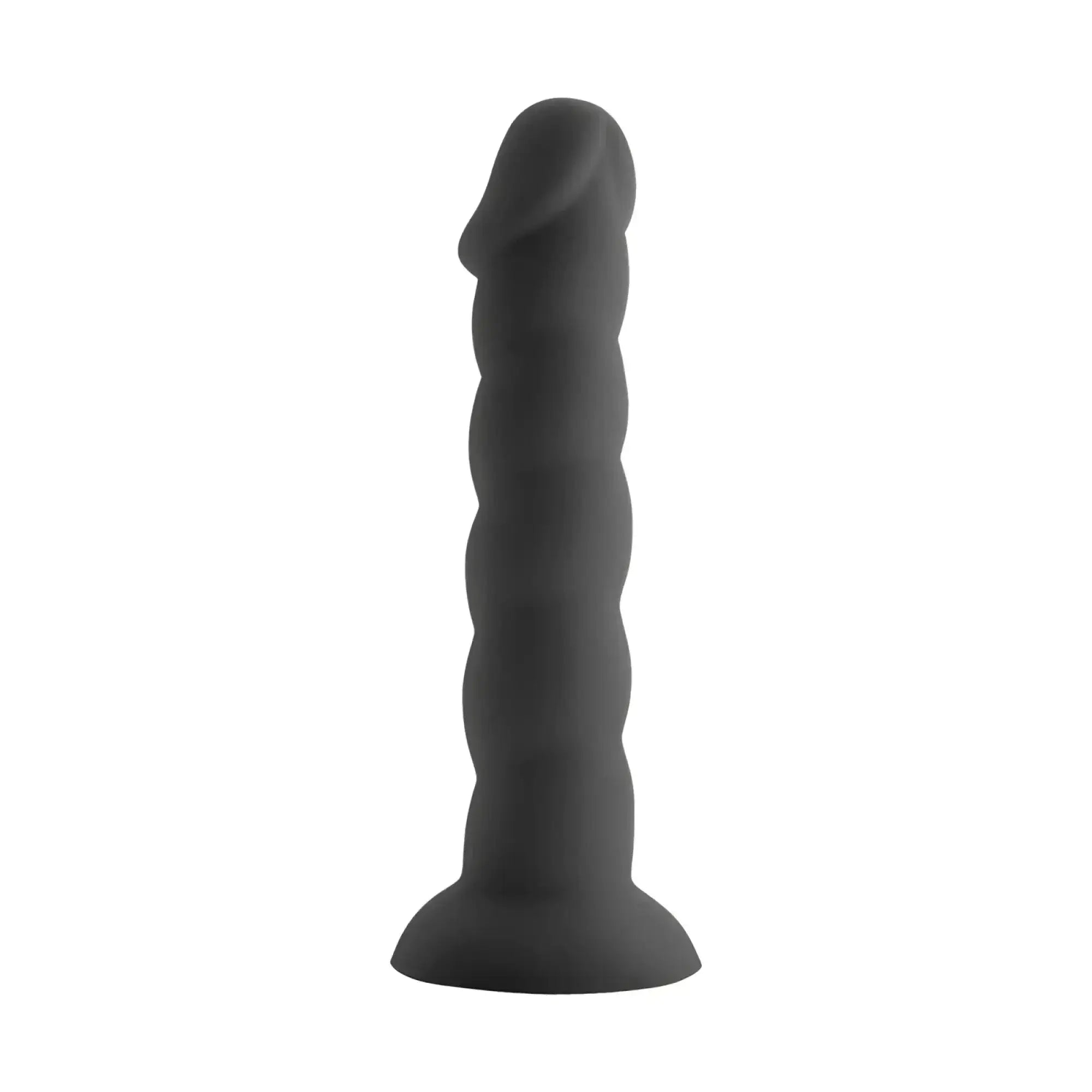 Black silicone anal plug x-men spiral cock black with textured segmented design for enhanced sensation
