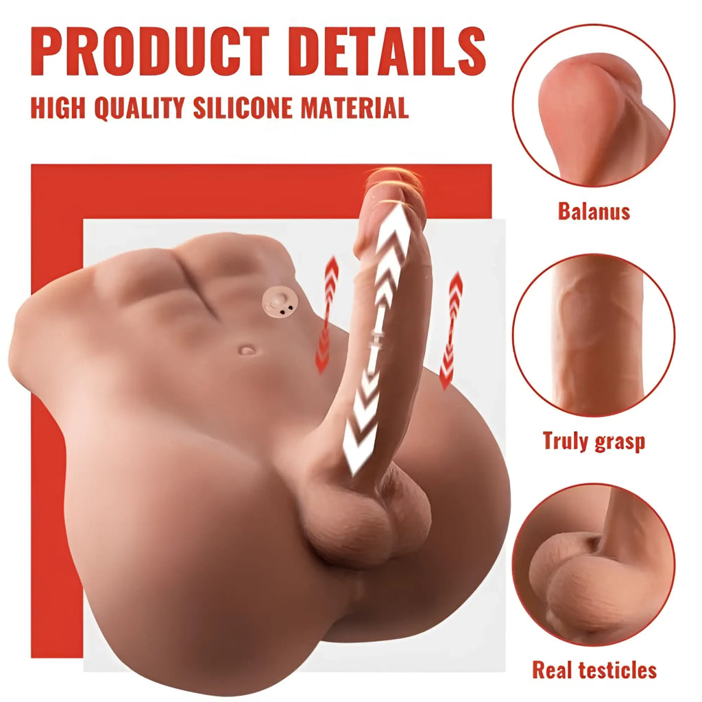 Xise bartlett 5kg usb auto thrusting 15cm realistic skin toned silicone male cock with balanum and testicles