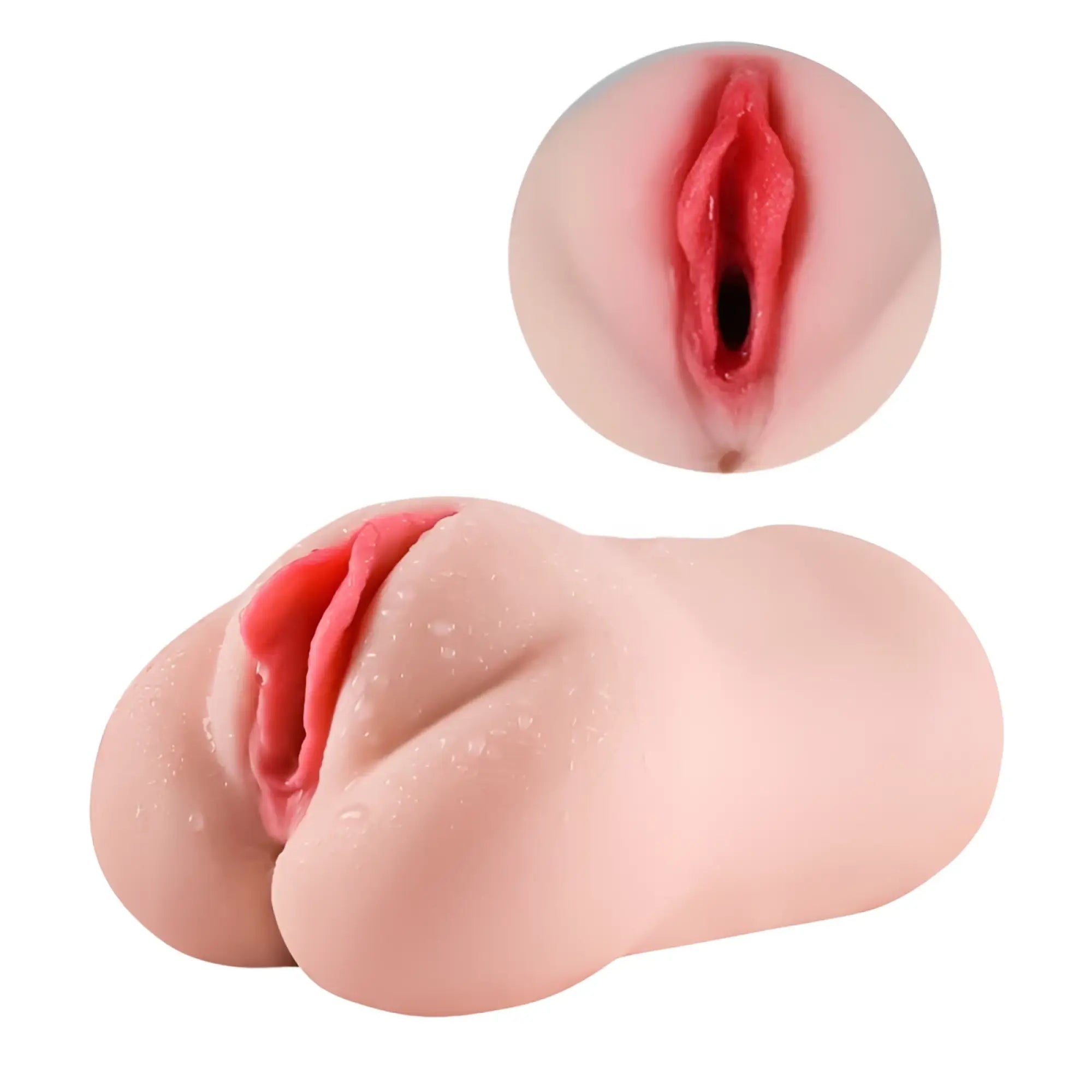 Pink silicone anal plug with realistic vaginal opening detail from xise eden vibrating vaginal masturbator