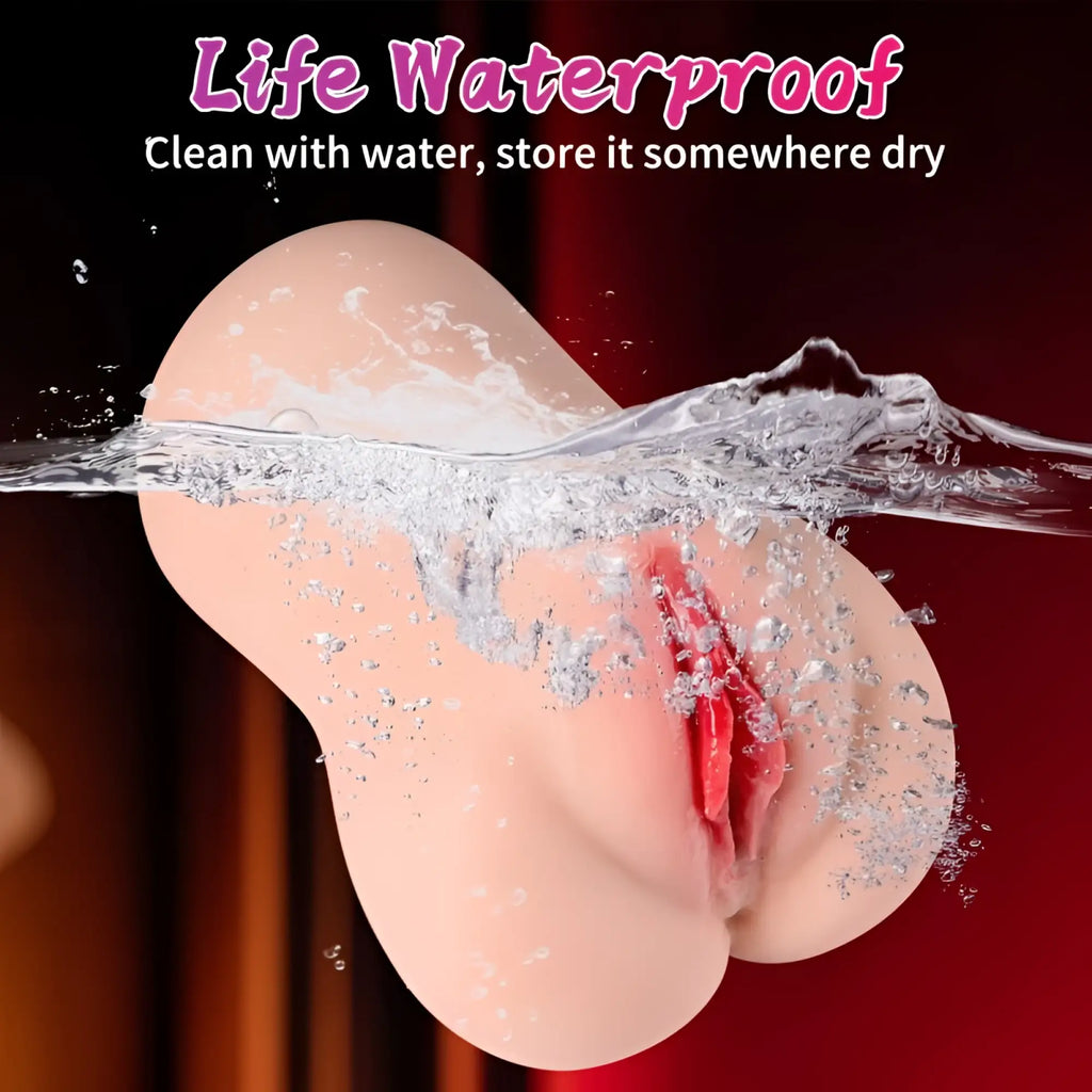 Pink silicone xise eliza app controlled thrusting vibrating realistic vaginal masturbator with red interior waterproof design