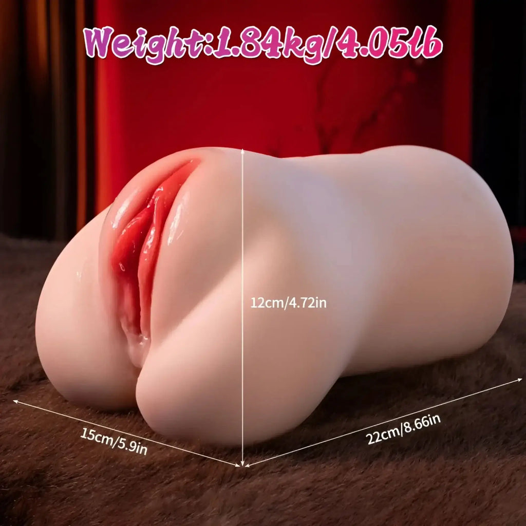 A realistic flesh-toned silicone anal plug with detailed red interior lining for xise eliza app controlled thrusting vibrator