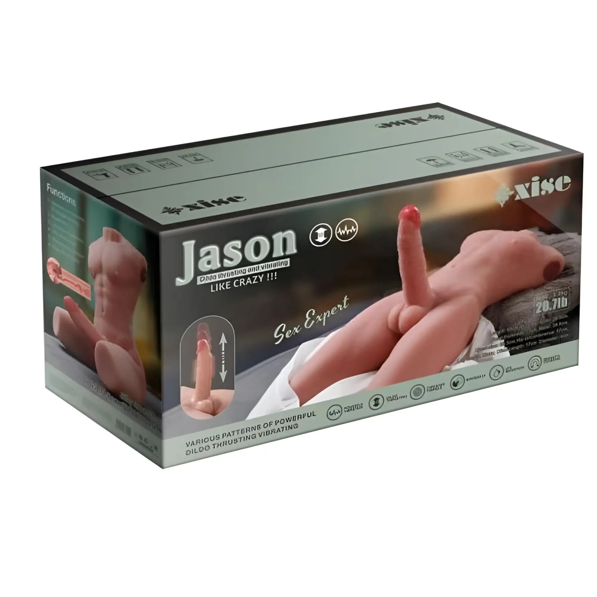 XISE Jason 8kg USB auto thrusting male torso sex toy in silicone with realistic skin tone and detailed anatomy