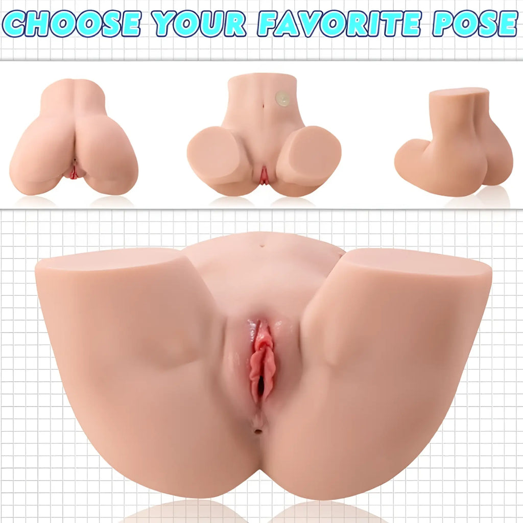 Realistic flesh-toned silicone anal play doll with detailed features and multiple poses for auto suction use by XISE Maya