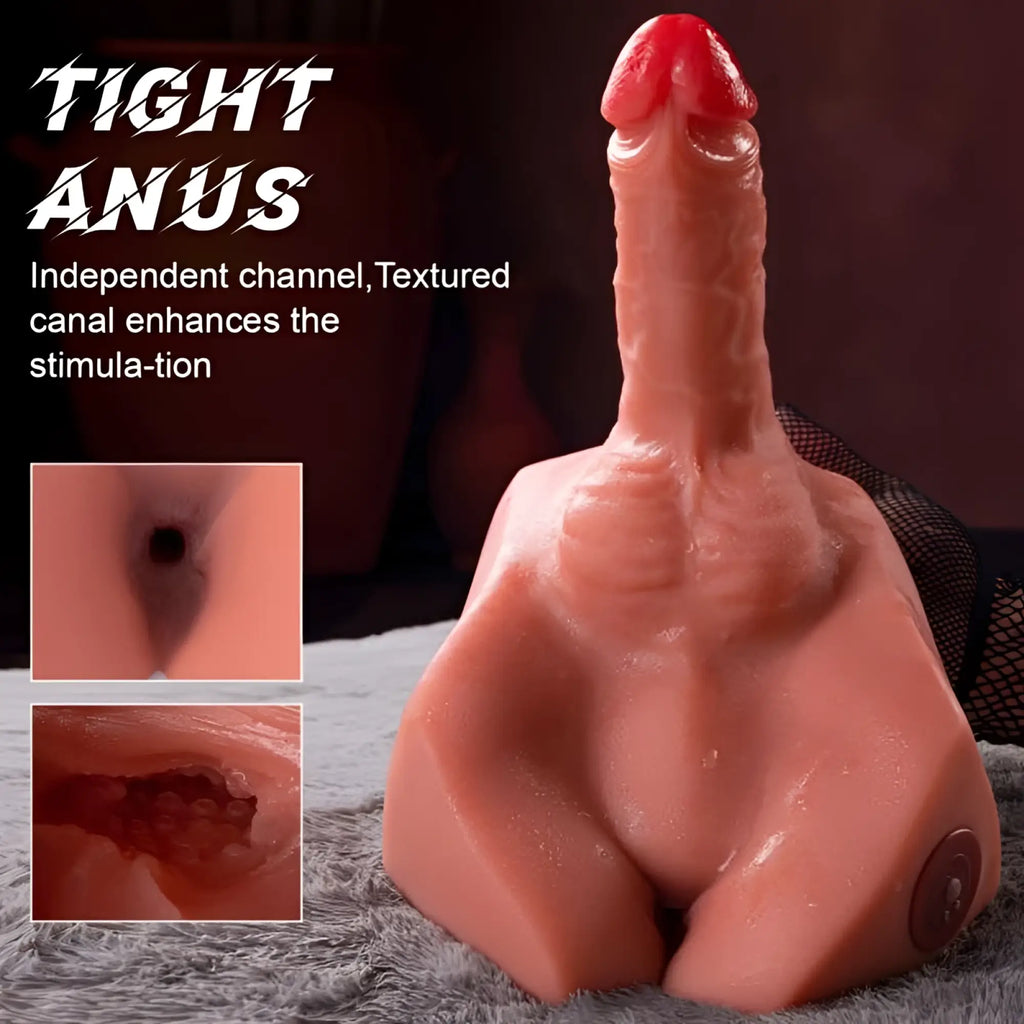 Pink silicone anal toy with textured surface and red tip from XISE michael 2.5kg usb auto thrusting 20cm male cock and ass