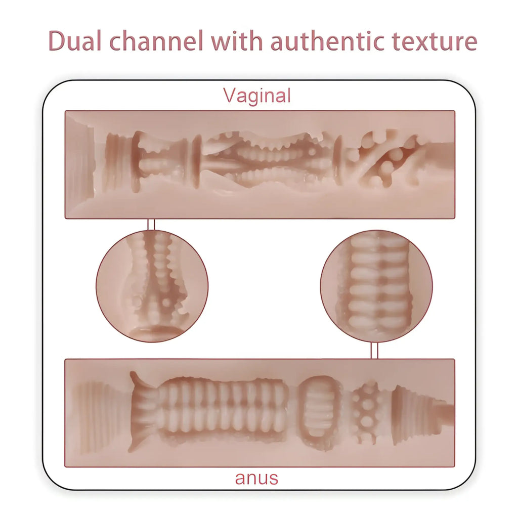 Beige xise mignon 6kg usb auto suction dual-channel adult toy with textured vaginal and anal use surfaces and remote