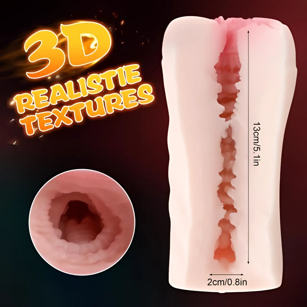Pink and white silicone xise penny pussy dual layer vibrating masturbator with 3d realistic textures