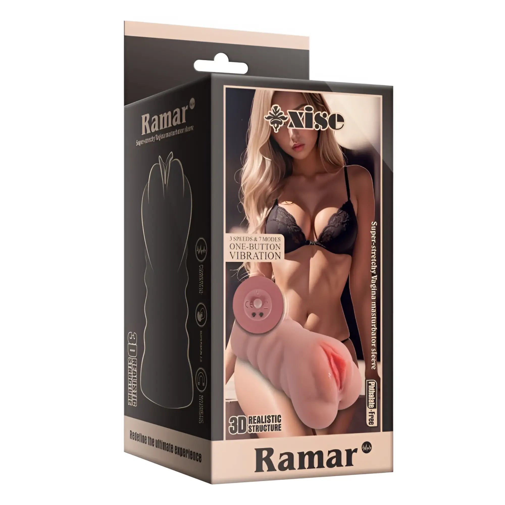Pink silicone vaginal massager with one-button control panel from XISE Ramar realistic vibrating anal vaginal masturbator