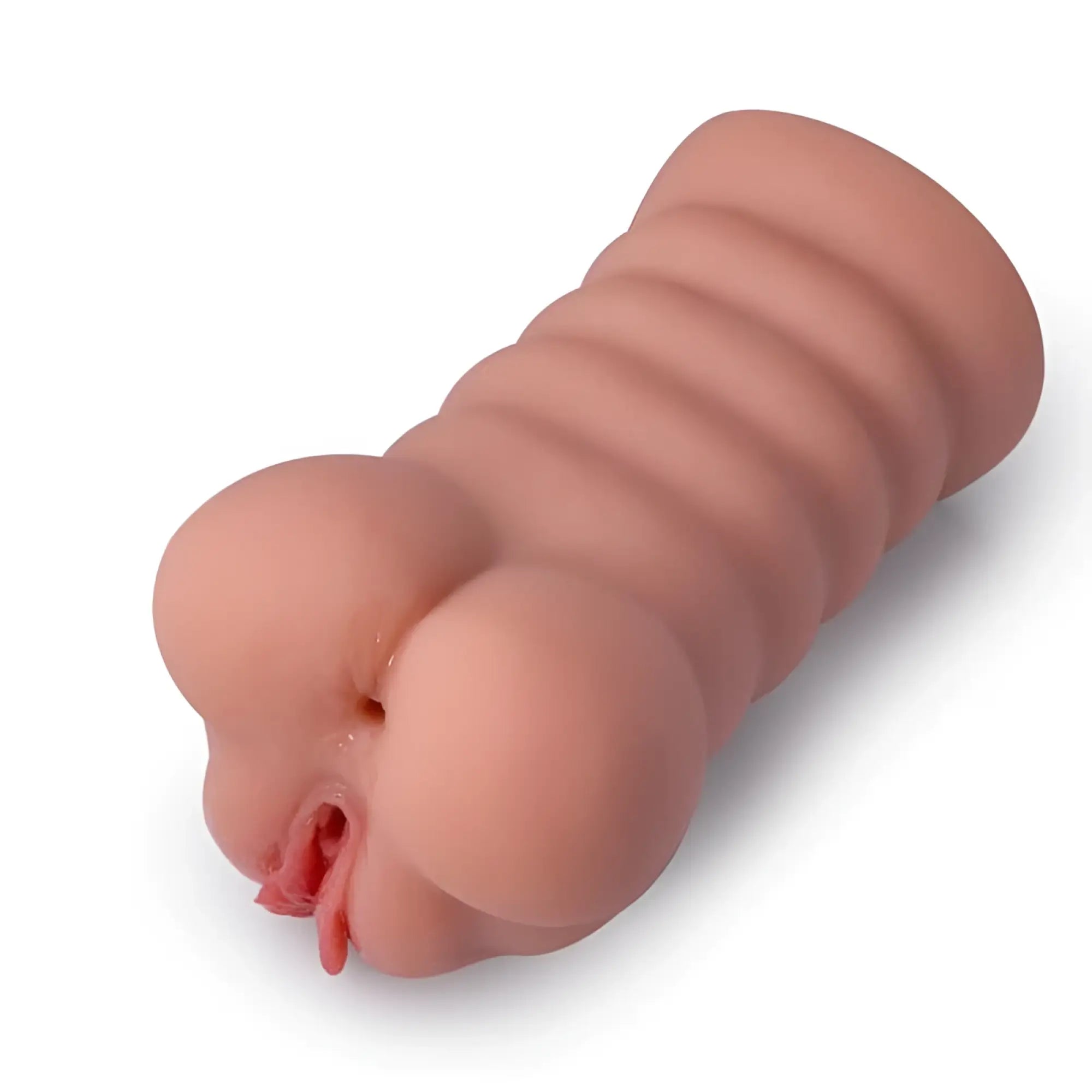Pink silicone XISE Ramar realistic vibrating anal plug with ribbed texture designed for anal and vaginal use