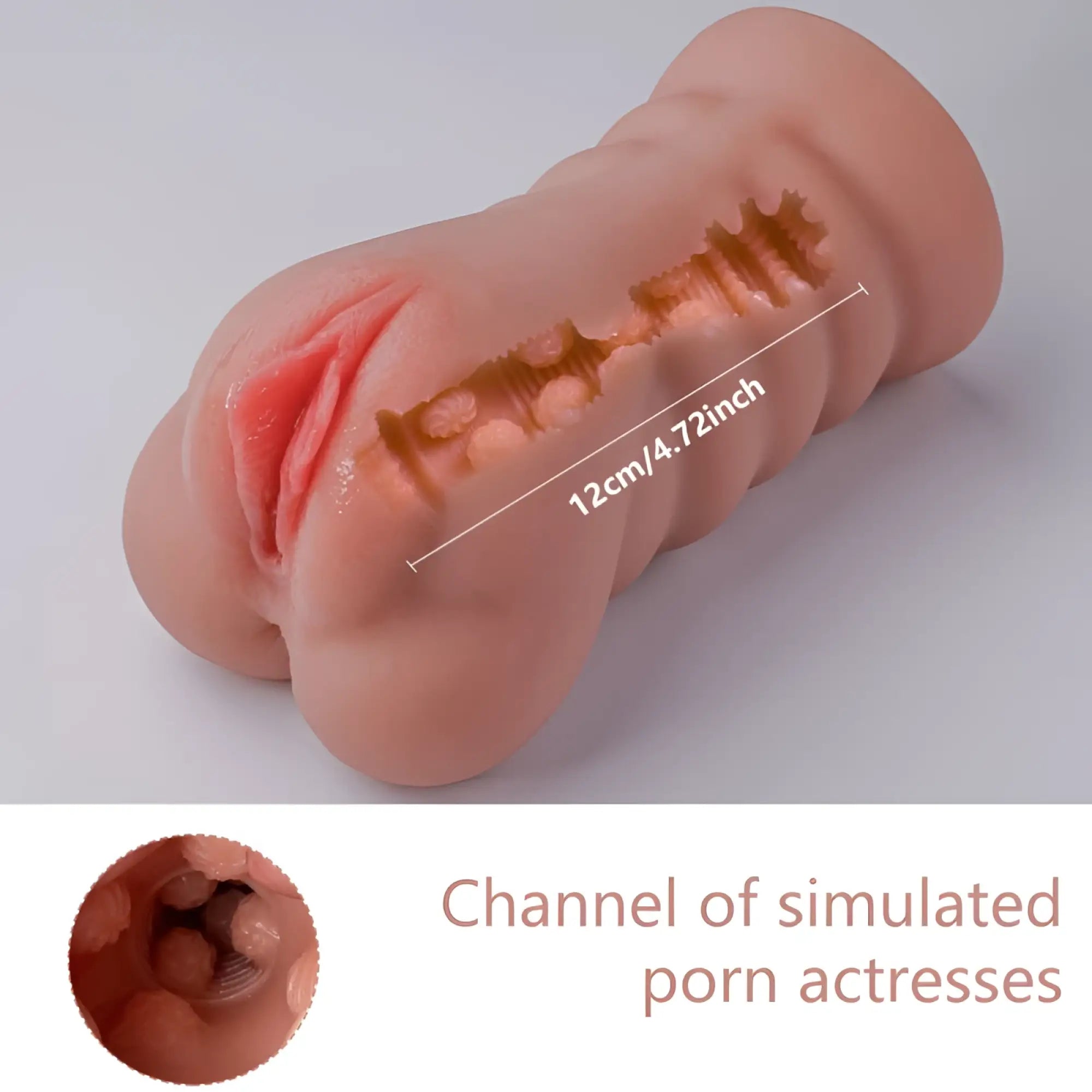 Pink silicone xise ramar realistic vibrating anal vaginal masturbator with textured surface and simulated internal details