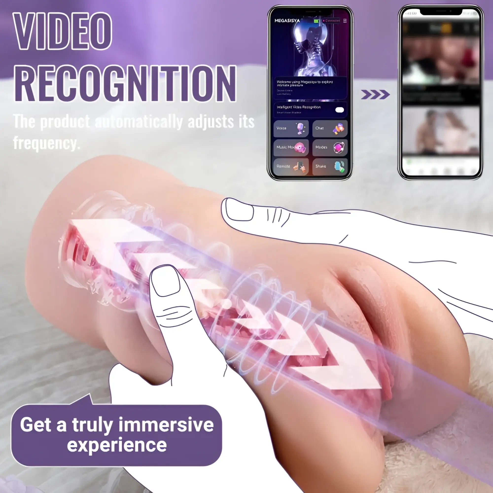 A realistic silicone xise sora app controlled thrusting vibrating vaginal masturbator with flesh tone and visible mechanics
