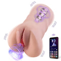 Beige silicone xise sora app controlled thrusting vibrating realistic vaginal masturbator with smartphone interface