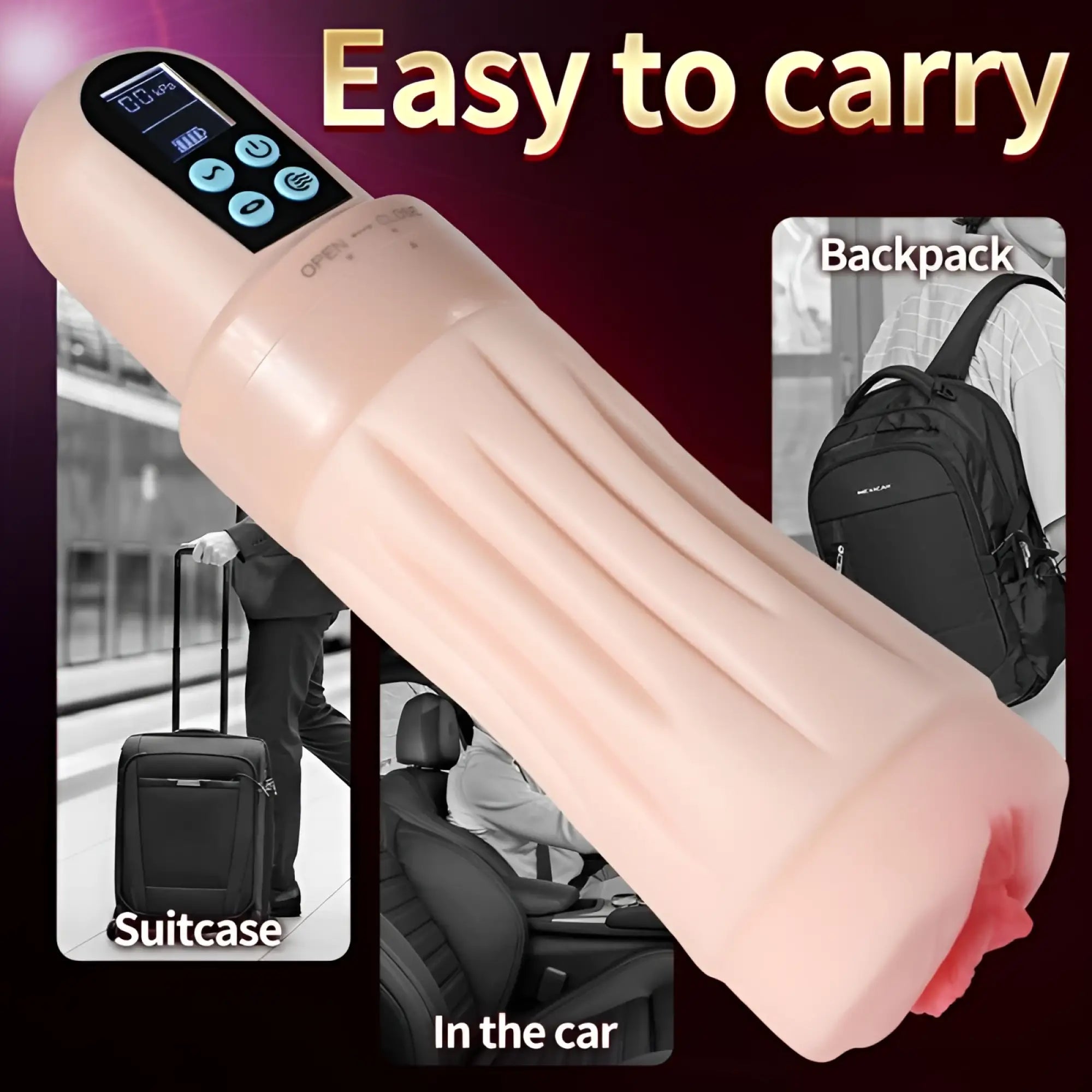Pink silicone xise suctroker dual density vibrating sucking vaginal masturbator v3 with digital display and buttons