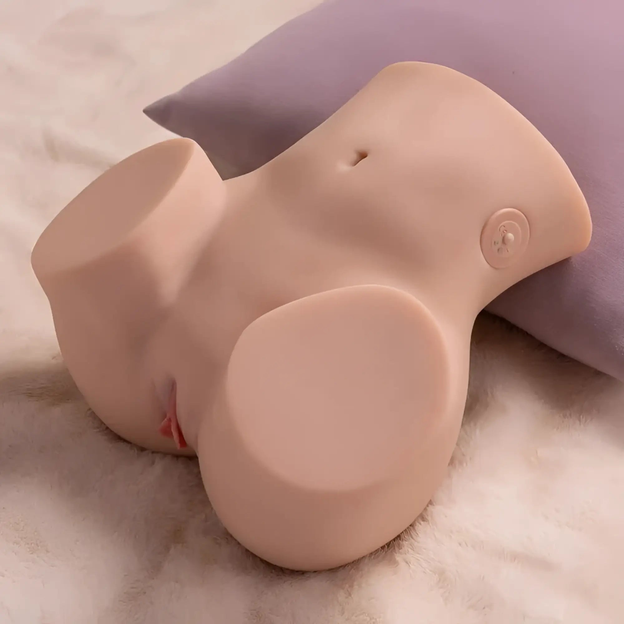 Beige silicone female torso model with realistic features and small button for xise sydni 75kg usb auto thrusting pussy and ass