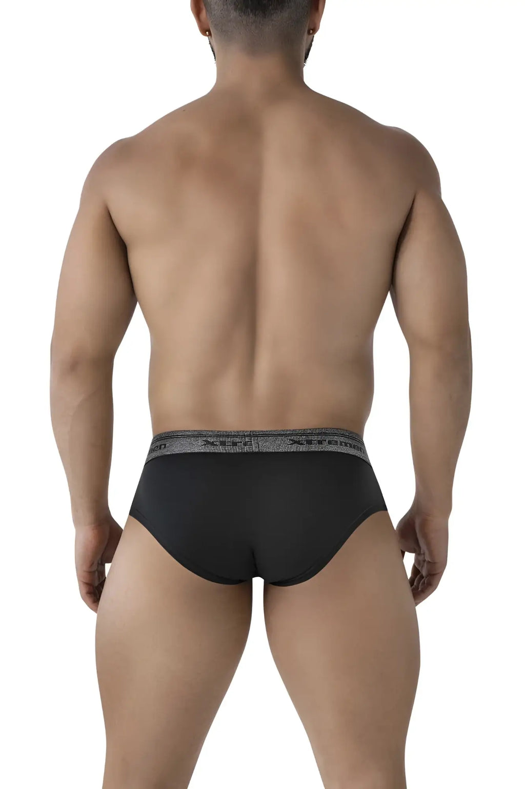 Black xtremen 41315 cotton blend briefs with gray patterned waistband for comfortable daily wear