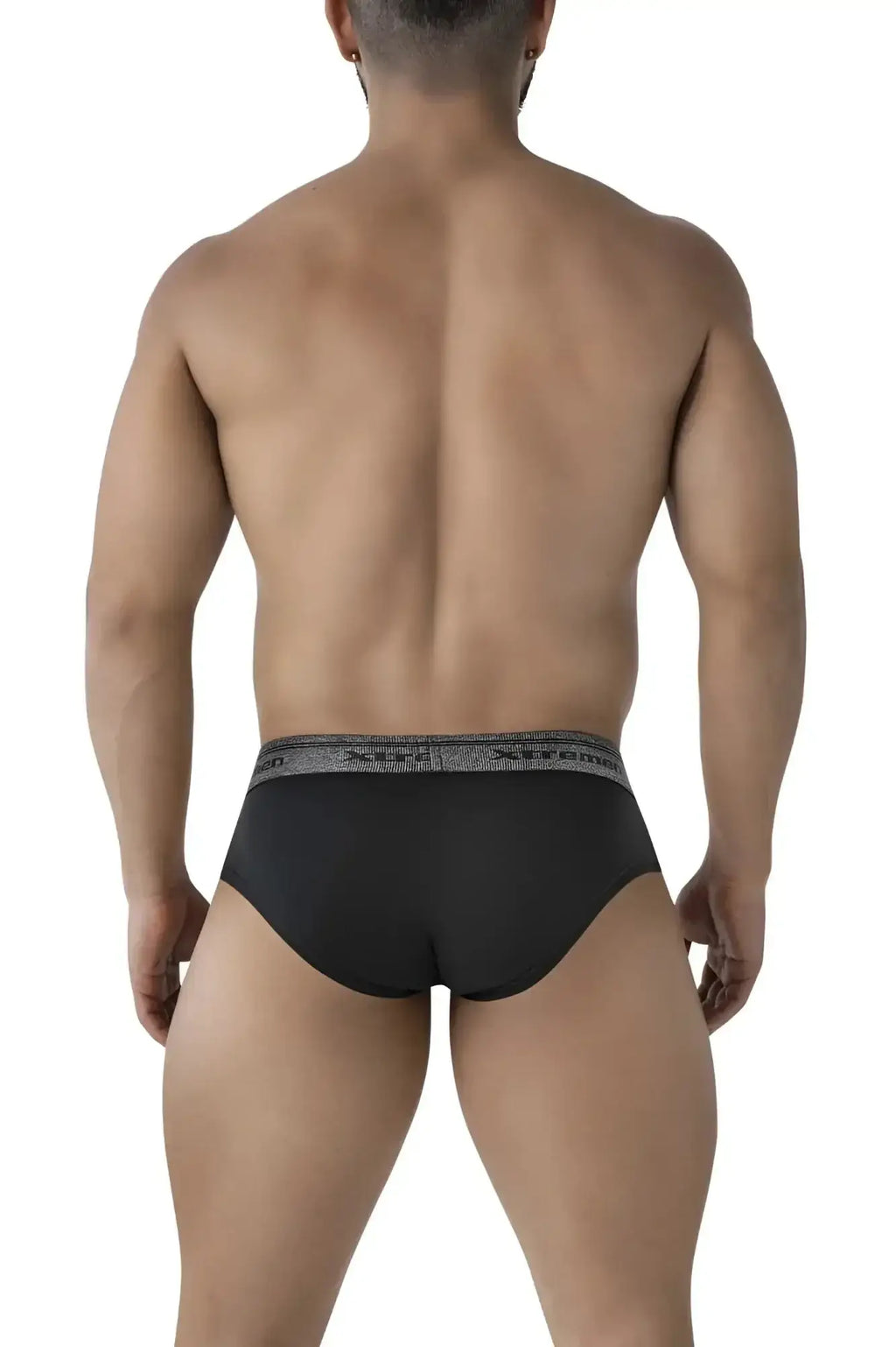 Black xtremen 41315 cotton blend briefs with gray patterned waistband for comfortable daily wear