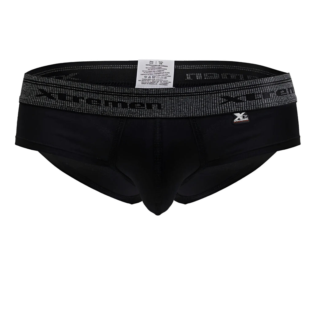 Black men’s briefs in cotton blend with black color and gray patterned xtreme waistband logo