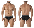 Black xtremen 41315 cotton blend briefs with gray victorion patterned waistband for men