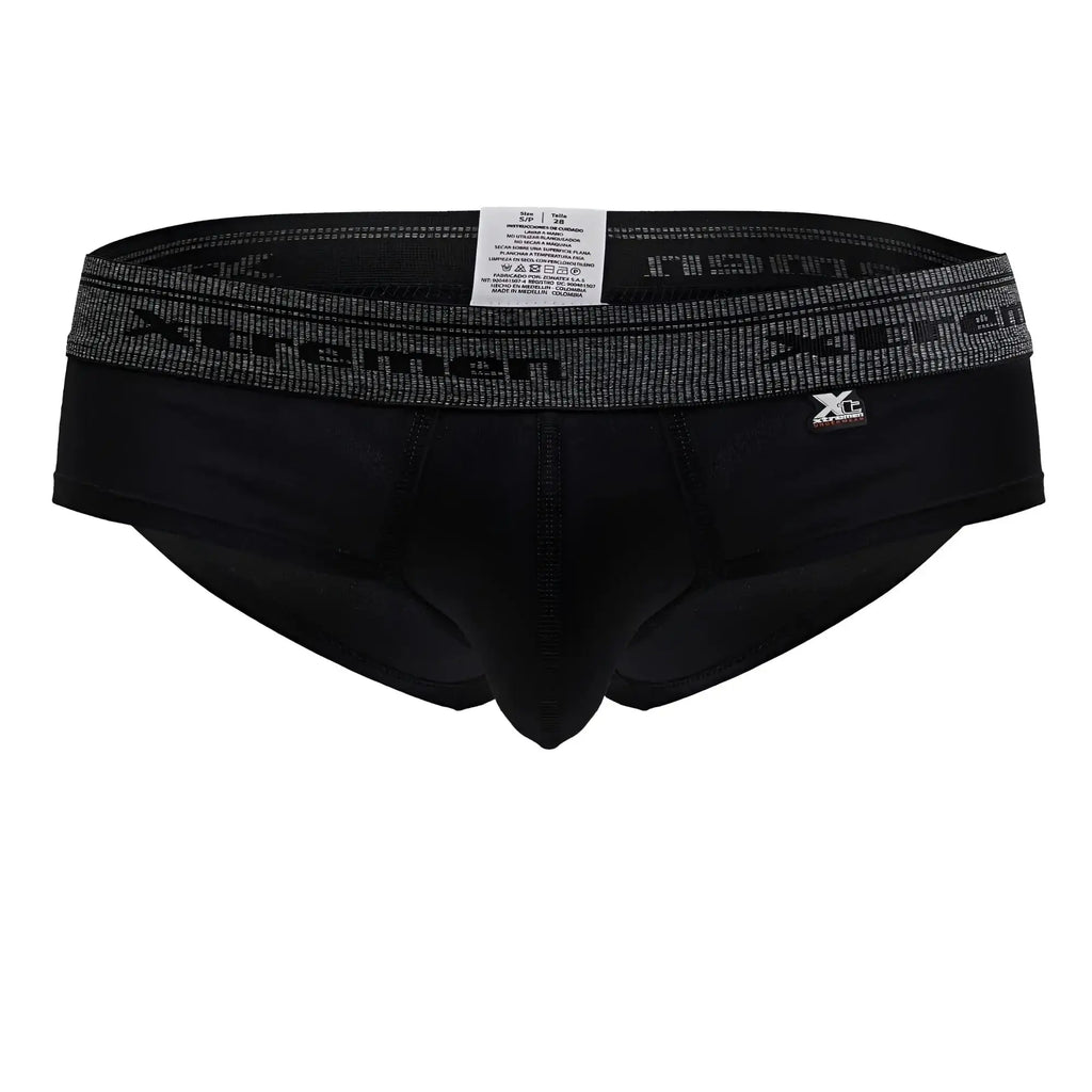 Black men’s briefs in cotton blend with black color and gray patterned xtreme waistband logo