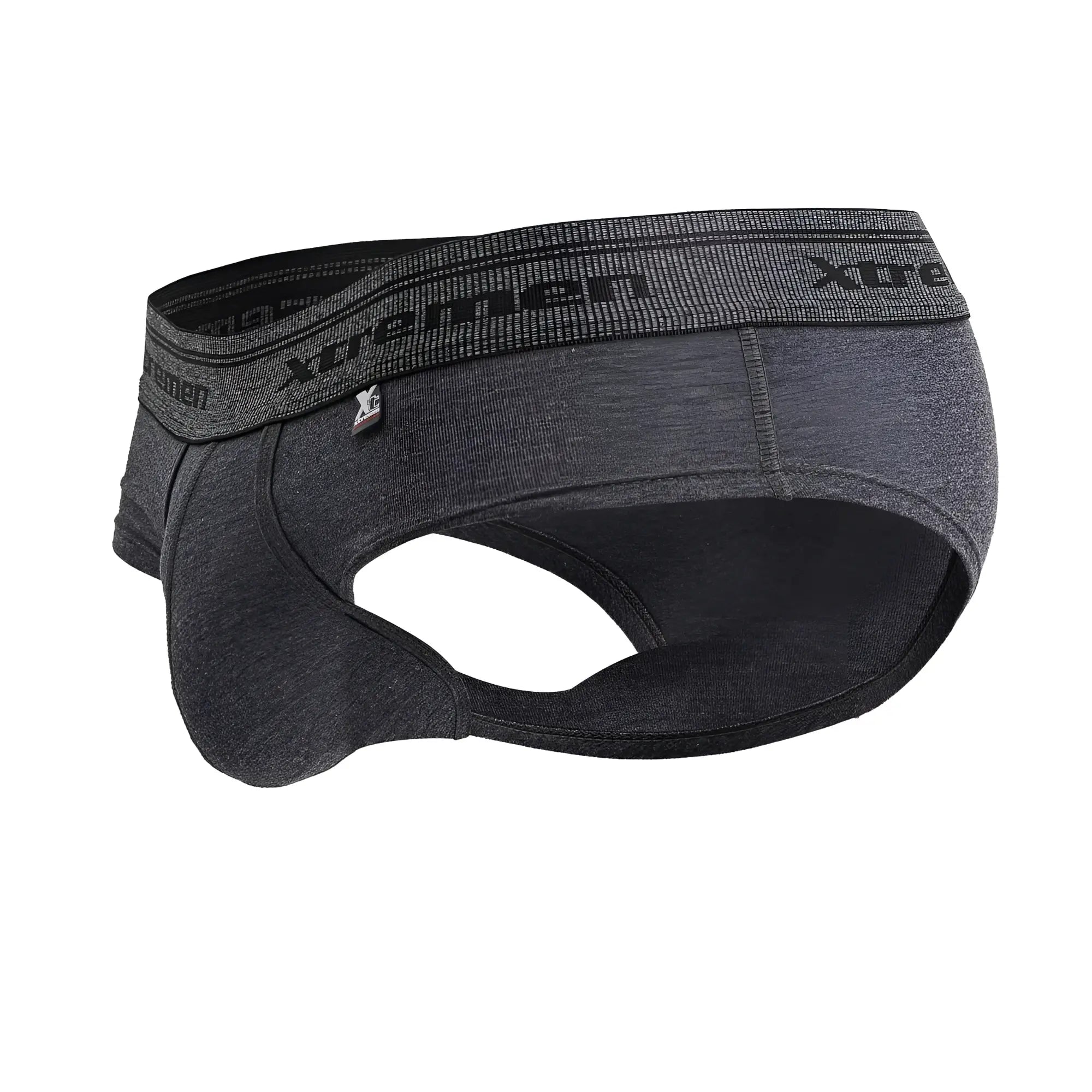 Dark gray heathered men’s briefs with black elastic xtreme waistband cotton blend xtremen 41315 color cross