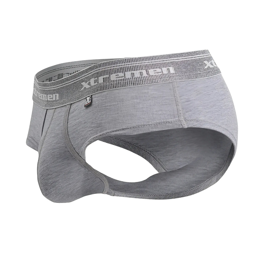 Gray xtremen 41315 cotton blend men’s briefs with textured waistband and subtle branding in jasper gray color
