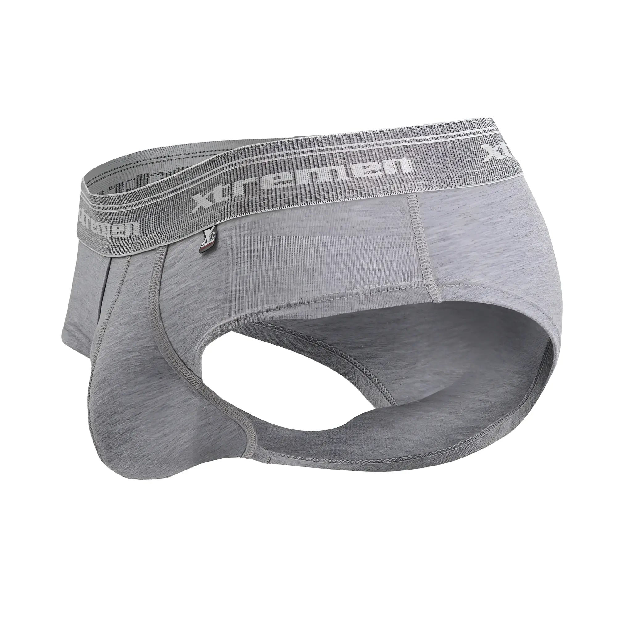 Gray xtremen 41315 cotton blend men’s briefs with textured waistband and subtle branding in jasper gray color