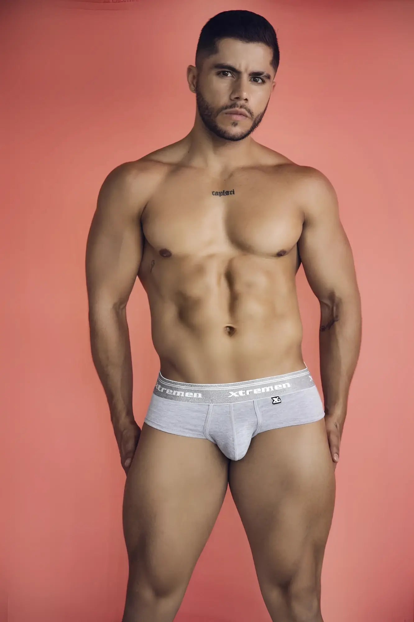 Gray cotton blend briefs with xtreme branding on waistband in jasper gray for comfortable everyday wear