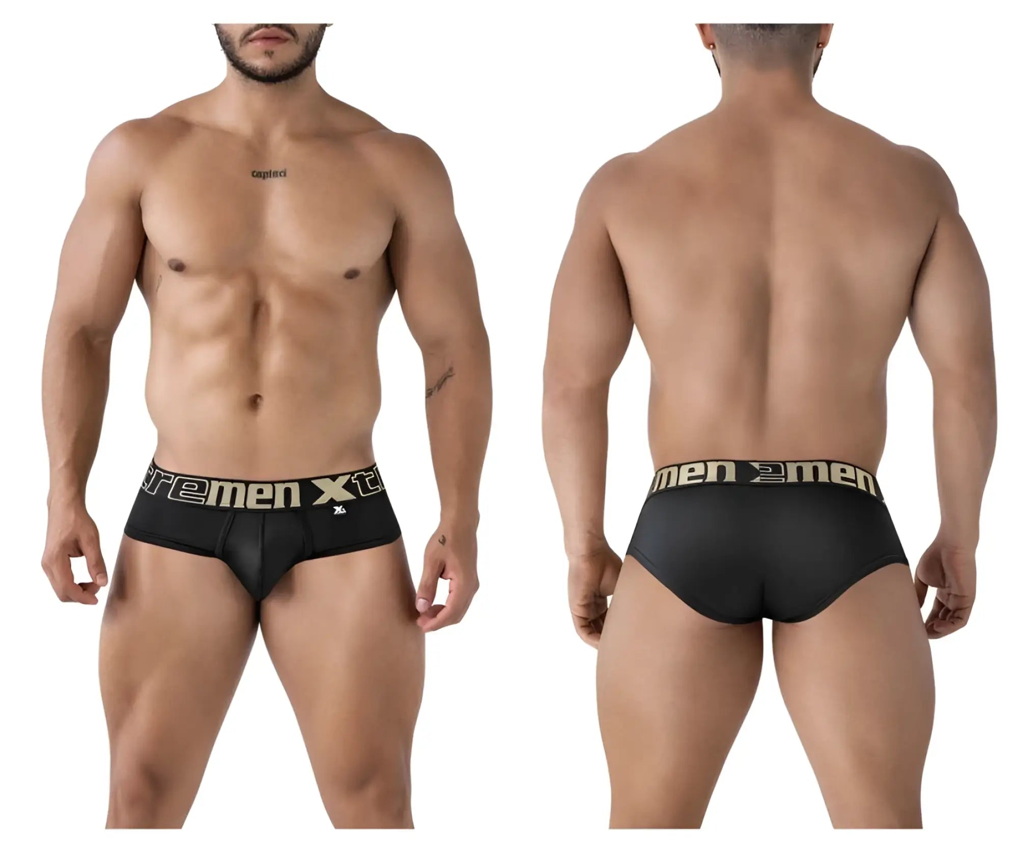 Black xtremen 41316 microfiber briefs with gold extreme men xt waistband logo for comfortable everyday wear