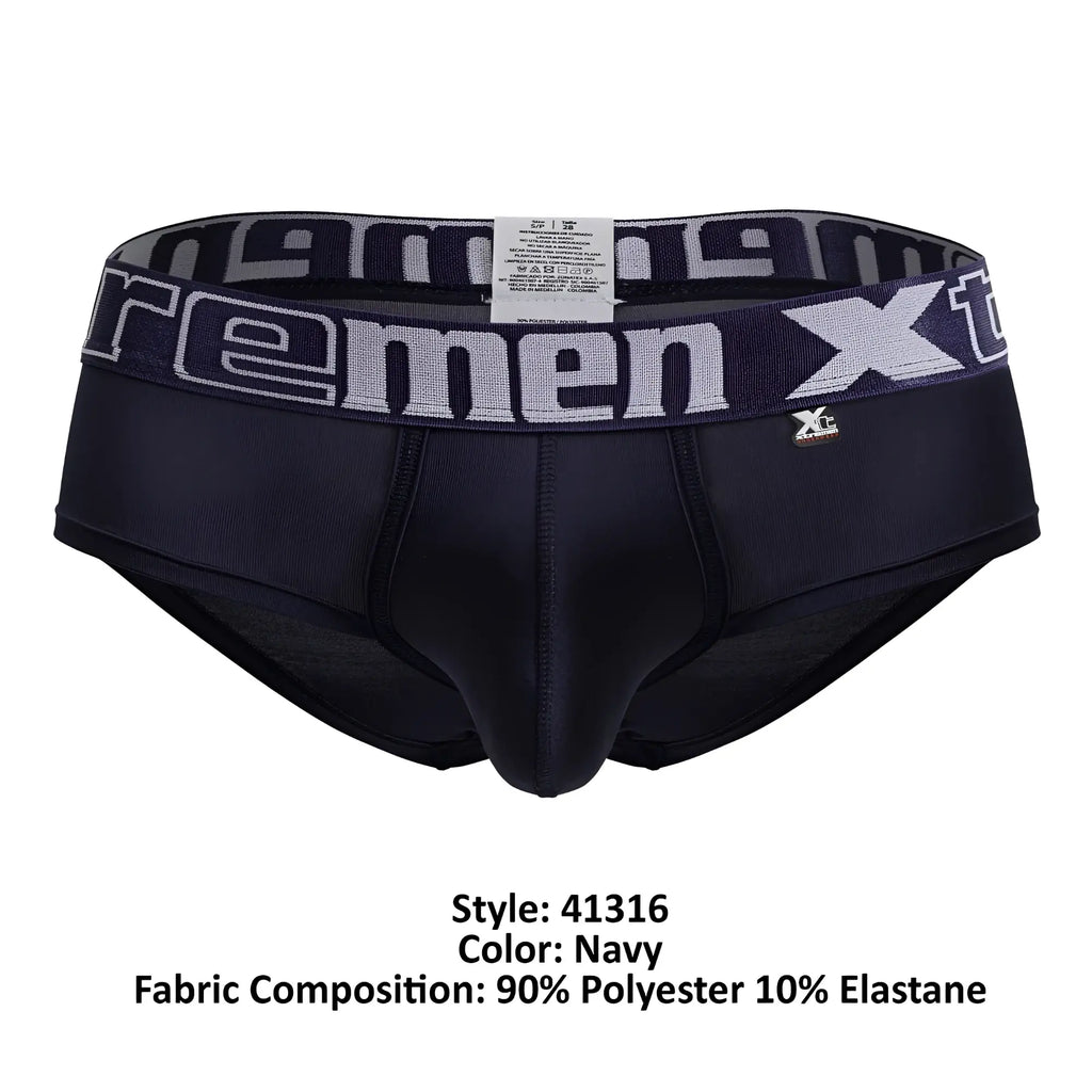Navy xtremen 41316 microfiber briefs for men with gray and white xtreme logo waistband