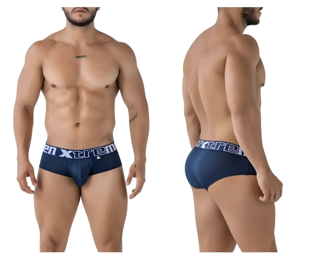 Navy xtremen 41316 microfiber men’s briefs with white xtrem branding on the waistband