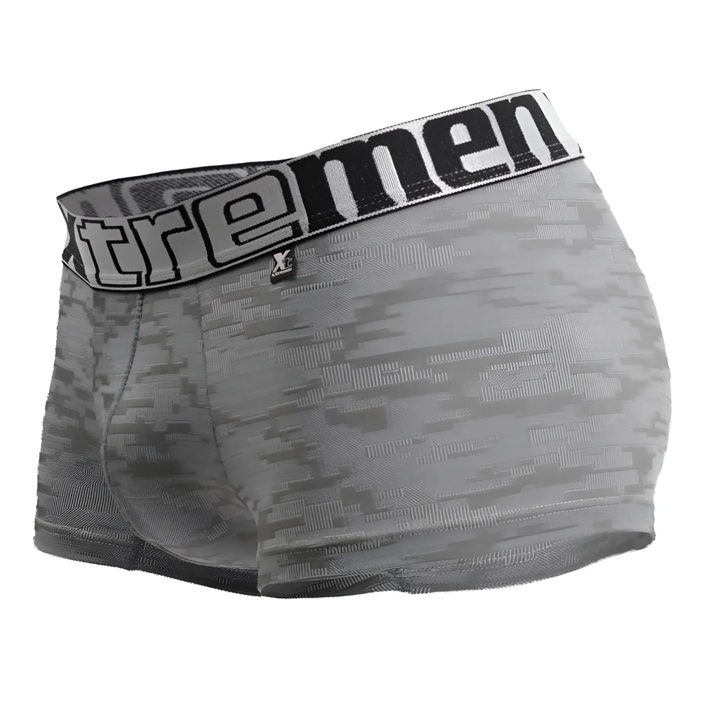 Xtremen 51443c jacquard gray digital camouflage men’s boxer briefs with black and white extremen waistband