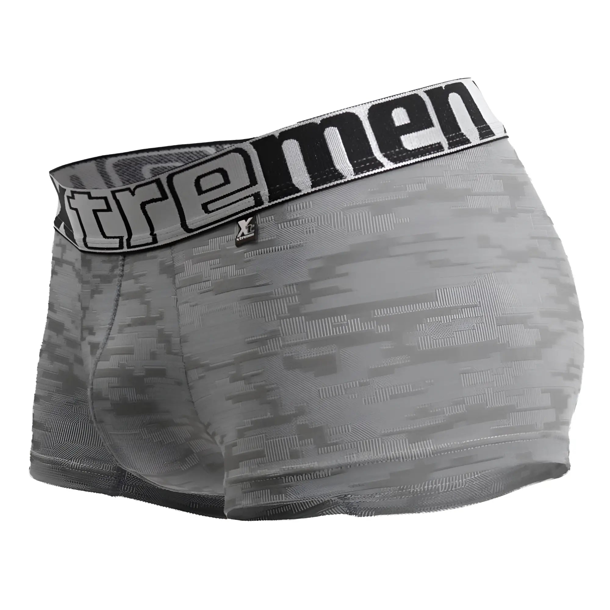 Xtremen 51443c jacquard gray digital camouflage men’s boxer briefs with black and white extremen waistband
