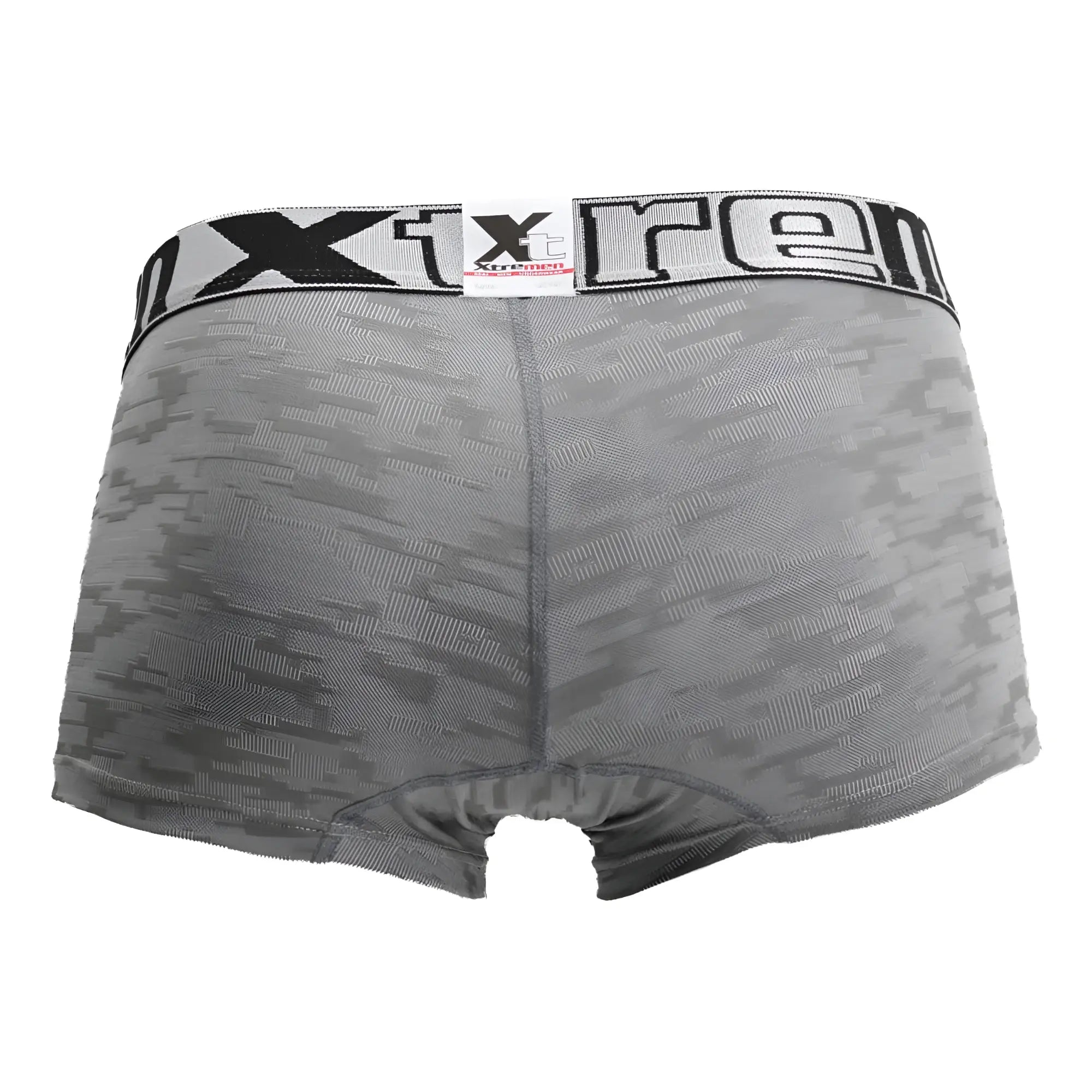Gray camouflage jacquard boxer briefs with black and white xtreme elastic waistband in gray color